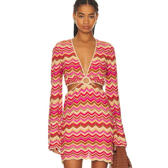 Show Me Your MuMu Dresses & Skirts - Show Me Your Mumu Carlo Horizon Stripe Knit Long Sleeve Cut Out Dress